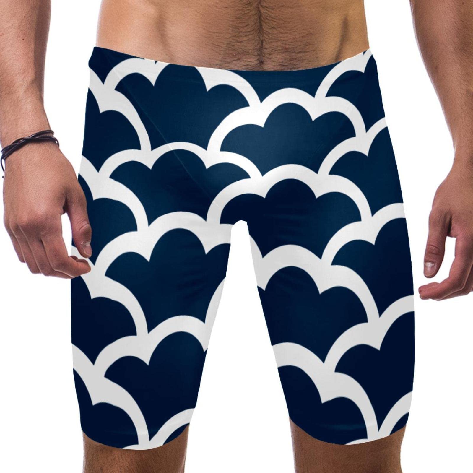 Traje de baño de resistencia para hombres bañador de pierna cuadrada multicolor azul y blanco 7