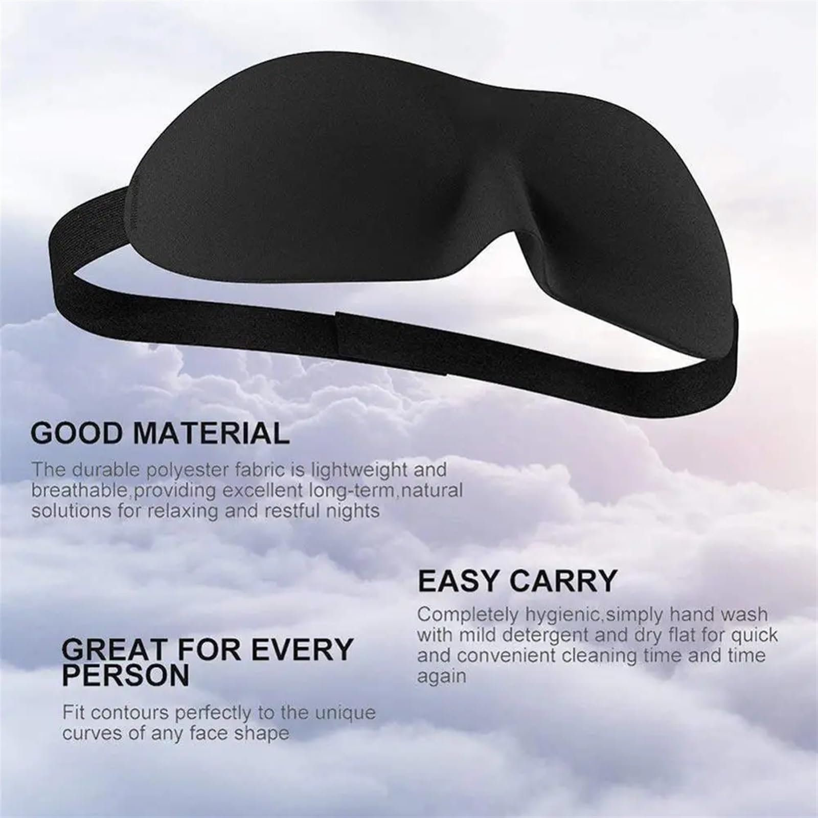 Máscaras para dormir Zero Eye Pressure Blackout pa Máscara de seda for ojos, 1 pieza, 3D, antifaz for dormir, antifaz natural for dormir(Black)