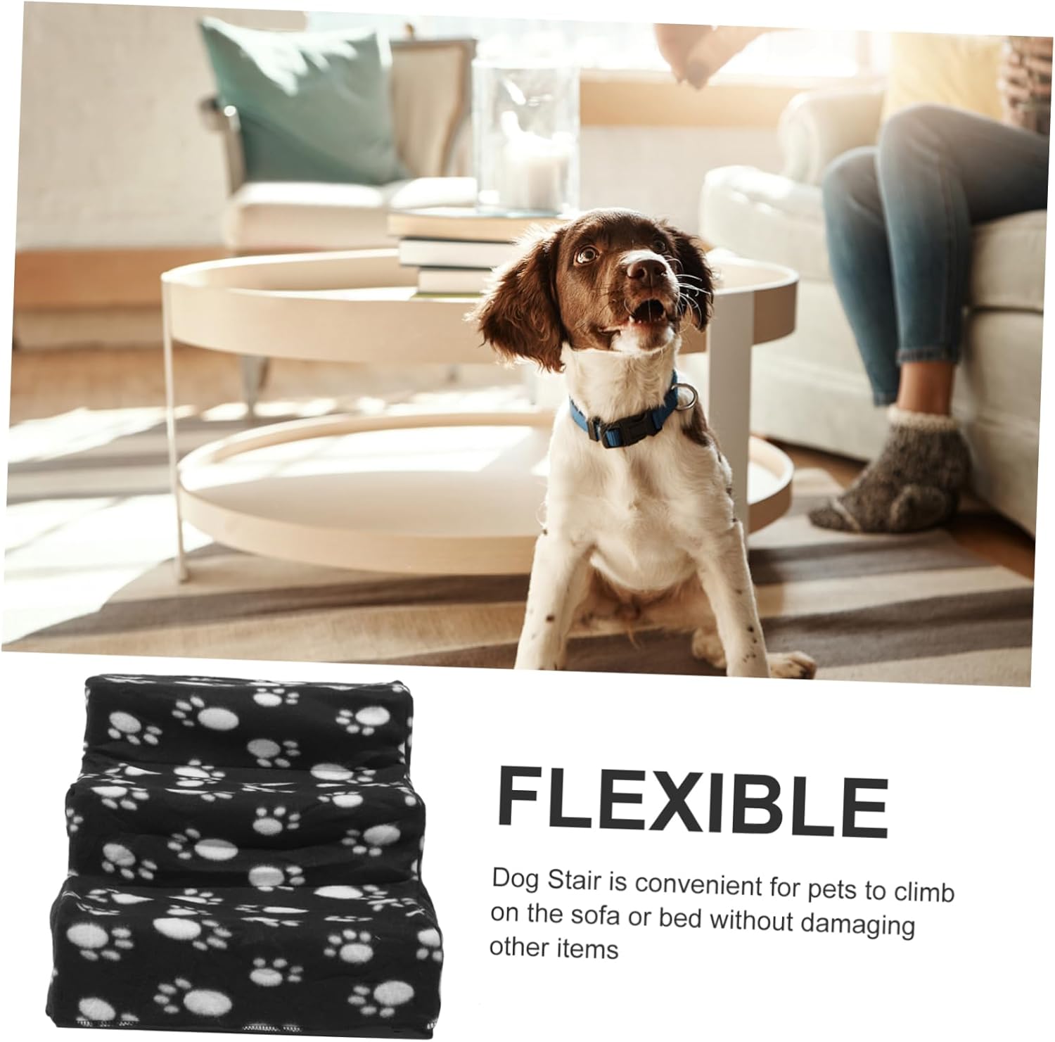 HANABASS Pet Stair Ramp for Dogs and Cats Portable Non-Slip Climbing Ladder for Pets Easy to Store with Joint Pain Print Design