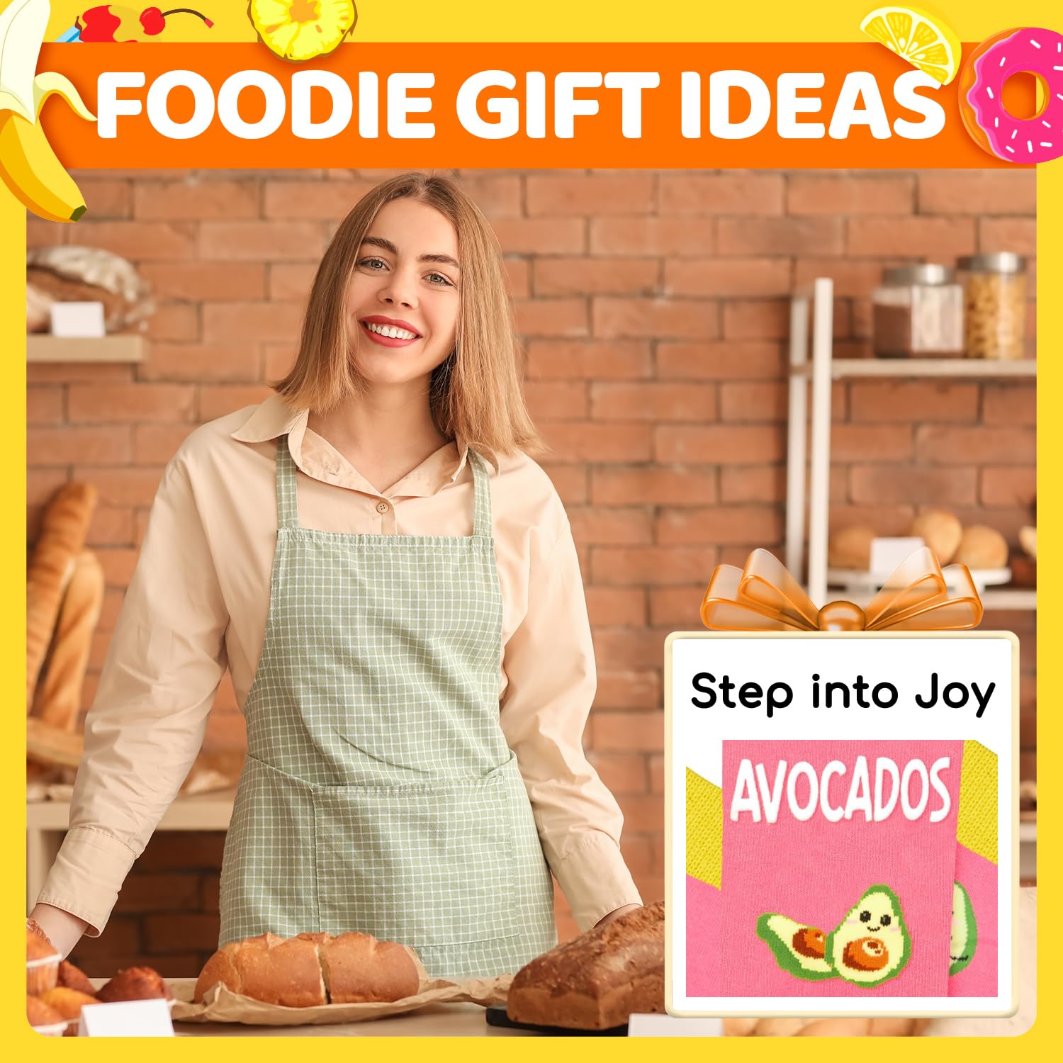 HAPPYPOP Funny Fruit Gifts for Women - Avocado Banana Strawberry Cherry Pineapple Socks
