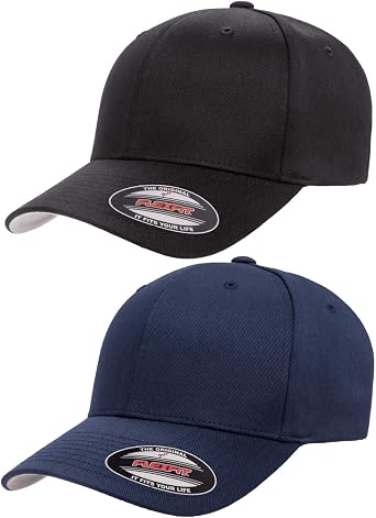 Flexfit Polyester Cotton Spandex Hat Black & Navy, Large-X-Large