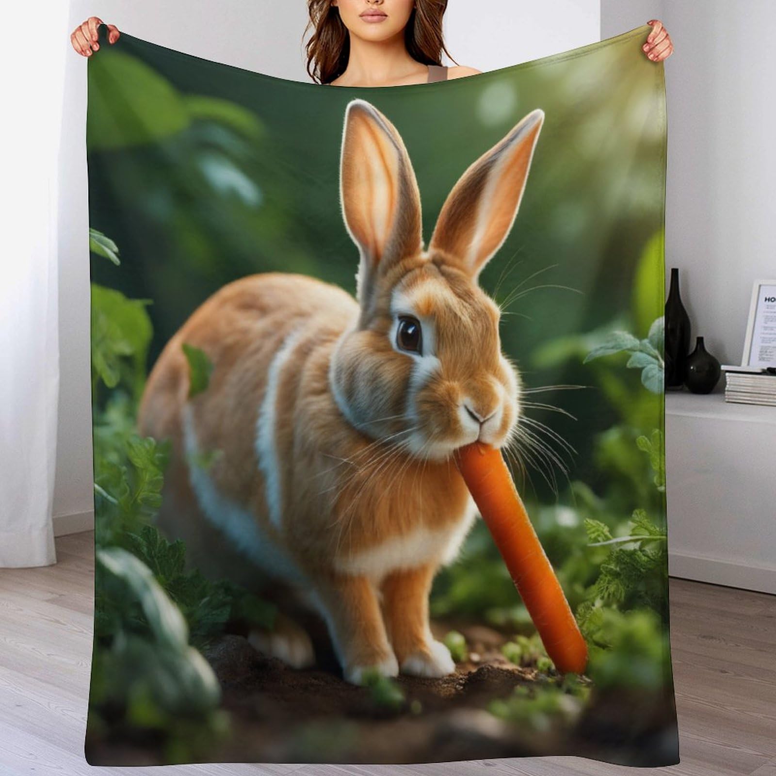 Couverture jeté flanelle lapin mignon 130x180cm pour canapé