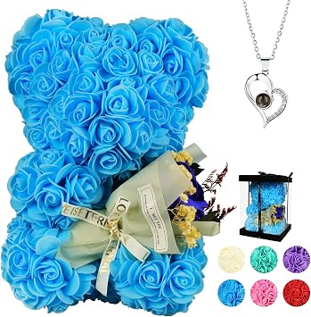 Valentines Gifts for Her Rose Bear for Women, Artificial Rose Teddy Bear Birthday Bouquet, Mothers Day Rose Gift, Perfect for Wife, Mom, Grandma