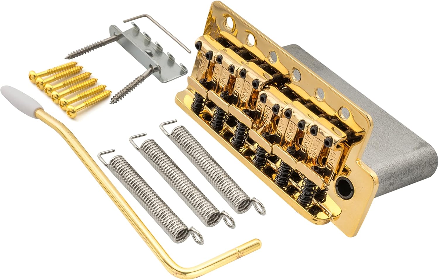 Wilkinson WOV03 54mm (2-1/8 inch) Vintage Tremolo Bridge 6-Screw for Squier/Mexico Fender/MIJ Strat Electric Guitar, Gold