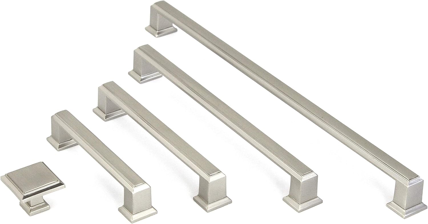 Kingsman Roma Series (Pack of 10) Solid Zinc Alloy Material Drawer Pull Cabinet Handle (8-1/4 in., Brushed Nickel Finish)