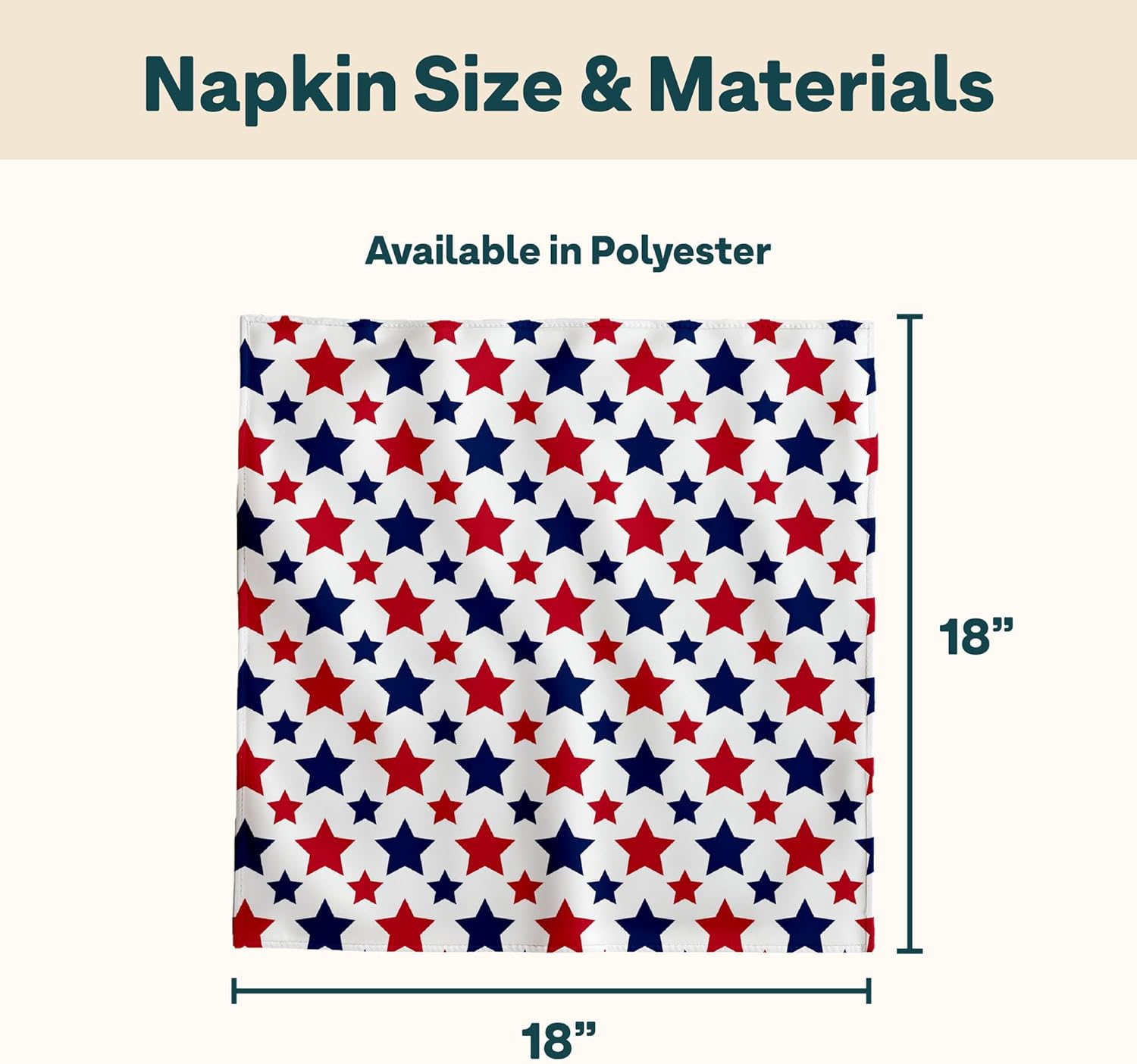 Red White Blue Stars Cloth Napkins | 4th of July Table Decorations | Memorial Day, Independence Day | Absorbent, Washable, Reusable, Stain & Wrinkle Resistant | Made in America - 12pack