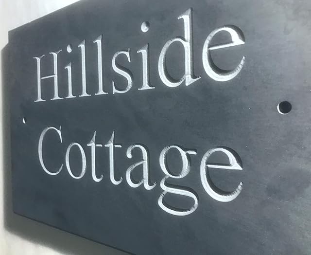 Slate House Signs Name Number Plaque 300x200mms,Unpainted. Personalised Sign Engraved NOT LASERED, shipped the next working day