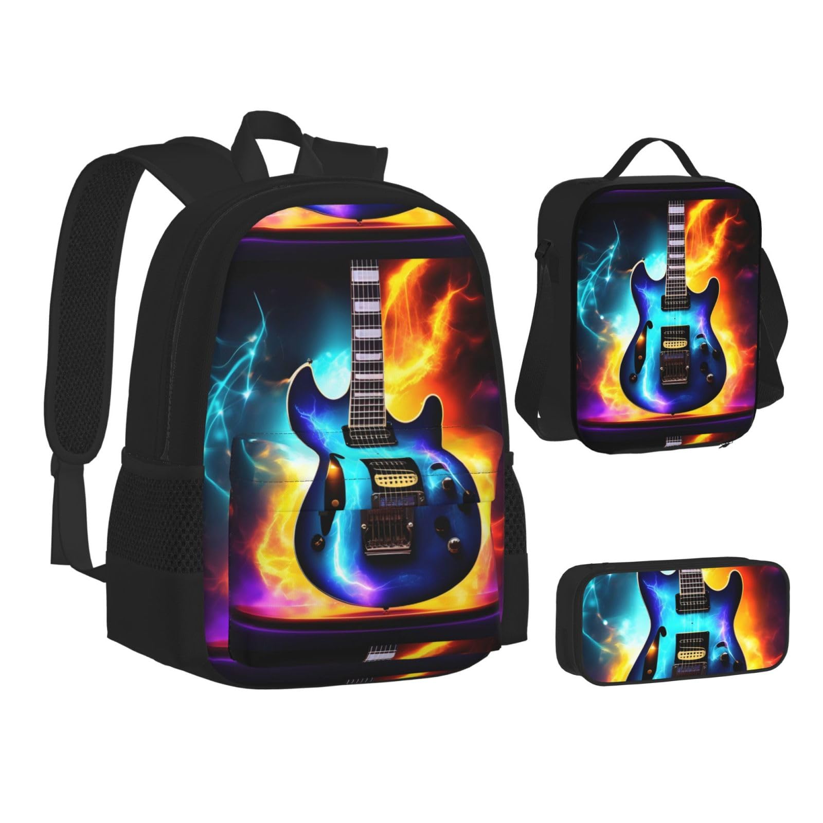Magiczna gitara elektryczna podwójna torba na ramię Combo z nerką i piórnikiem, modne połączenie plecaka na co dzień