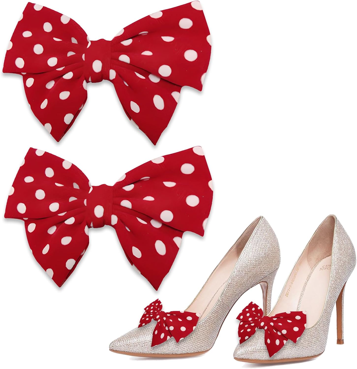 ASTIMESA 2 Pieces Satin Bow Shoe Clips, Detachable Big Shoe Charms Bow, Decorative Bow Shoe Buckle Decoration Accessories for Women High Heels Dress wedding