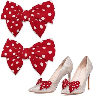 2 Pieces Satin Bow Shoe Clips, Detachable Big Shoe Charms Bow, Decorative Bow Shoe Buckle Decoration Accessories for Women High Heels Dress wedding