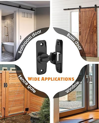 Miniatura 8 de Cerradura de puerta de granero de 90180 grados, pequeño hardware de pestillo de puerta abatible, cerradura de puerta corredera de seguridad para