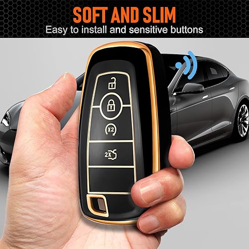 Miniatura 2 de Toykee Funda de llavero para Ford Bronco con 4 botones, funda de TPU (azul)