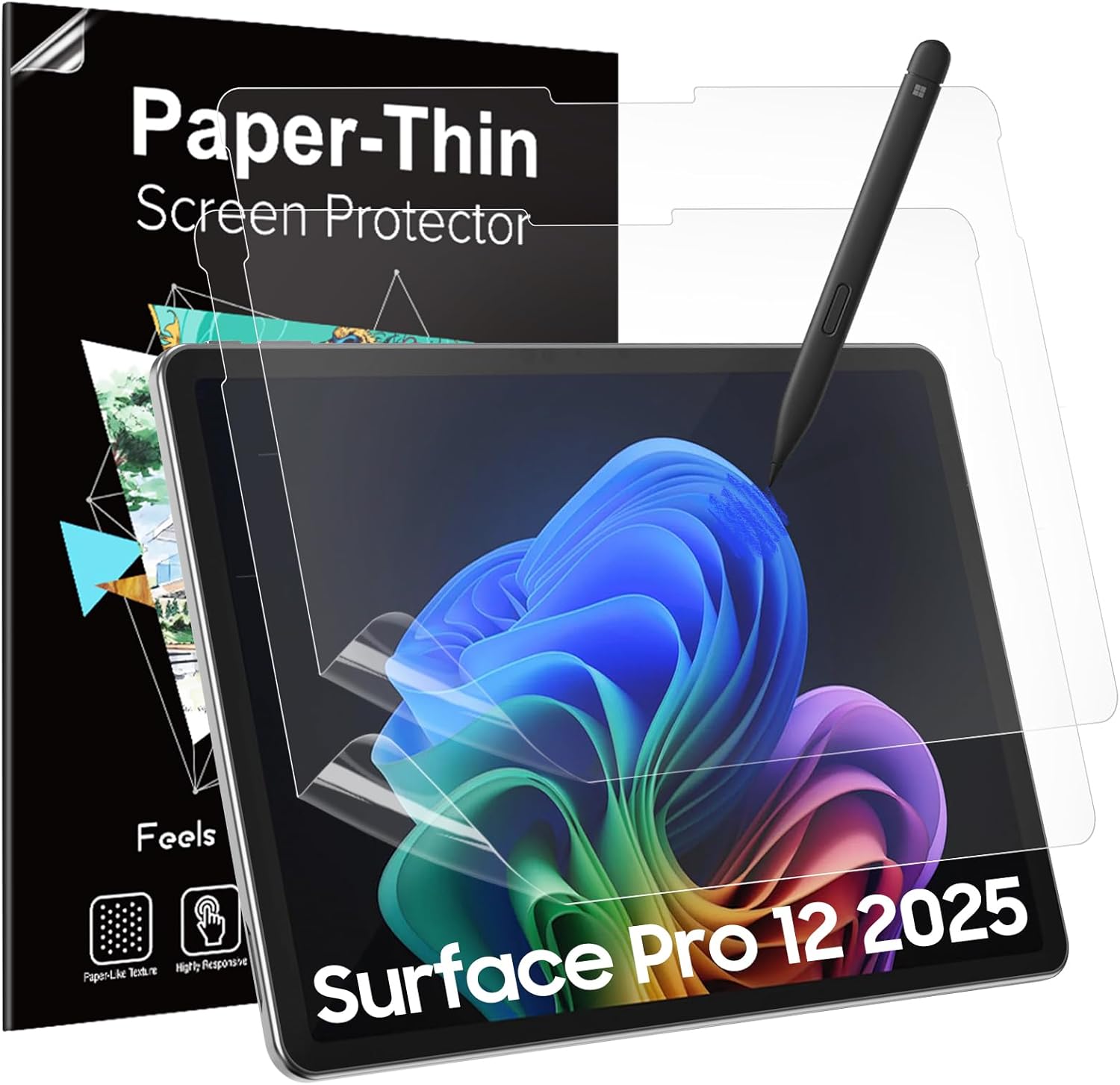 TiMOVO 2 Pack Protector de Pantalla tipo Paper para Surface Pro 12" 2025