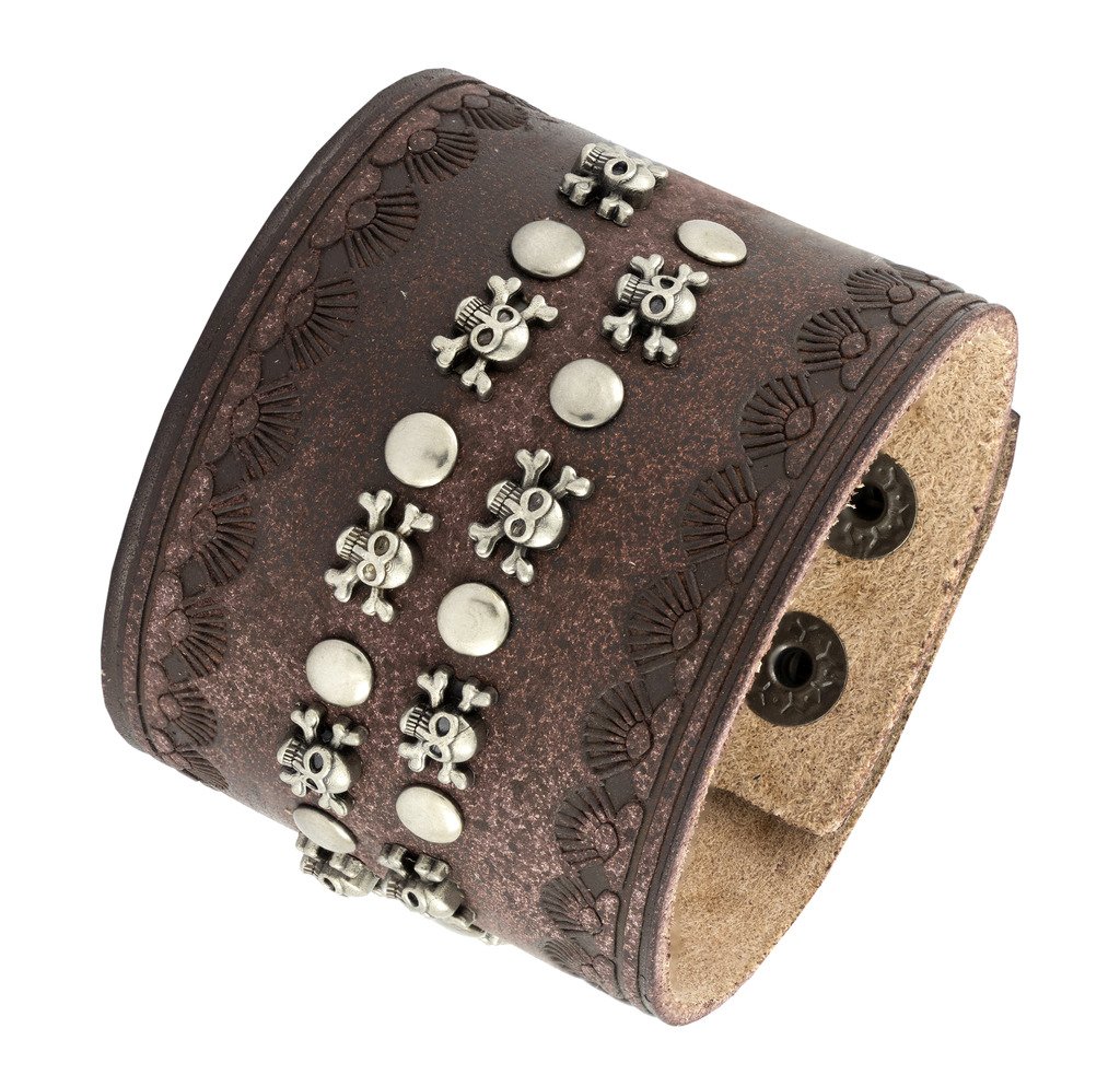 Zivom® Skull Biker Punk Funky Brown Leather Wrist Band Bracelet Men (B075C68G1G) Amazon Price History, Amazon Price Tracker