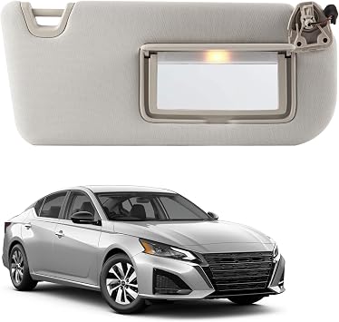 Sun Visor Compatible with Nissan Altima 2019-2024 Right Passenger Side with Makeup Mirror and Light Replaces 96400-6CA3CGray