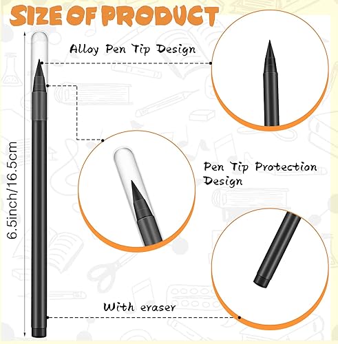 Miniatura 2 de Marsui 40 piezas de lápiz eterno, lápiz indeleble para siempre, lápiz eterno con borrador, estético, reutilizable para escritura, dibujo, hogar,