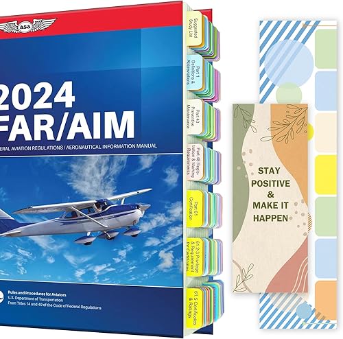 Vista 8 de Pestañas actualizadas FAR/AIM 2023 para piloto privado, 92 pestañas impresas + 8 pestañas de índice en blanco, codificadas por colores y resistentes