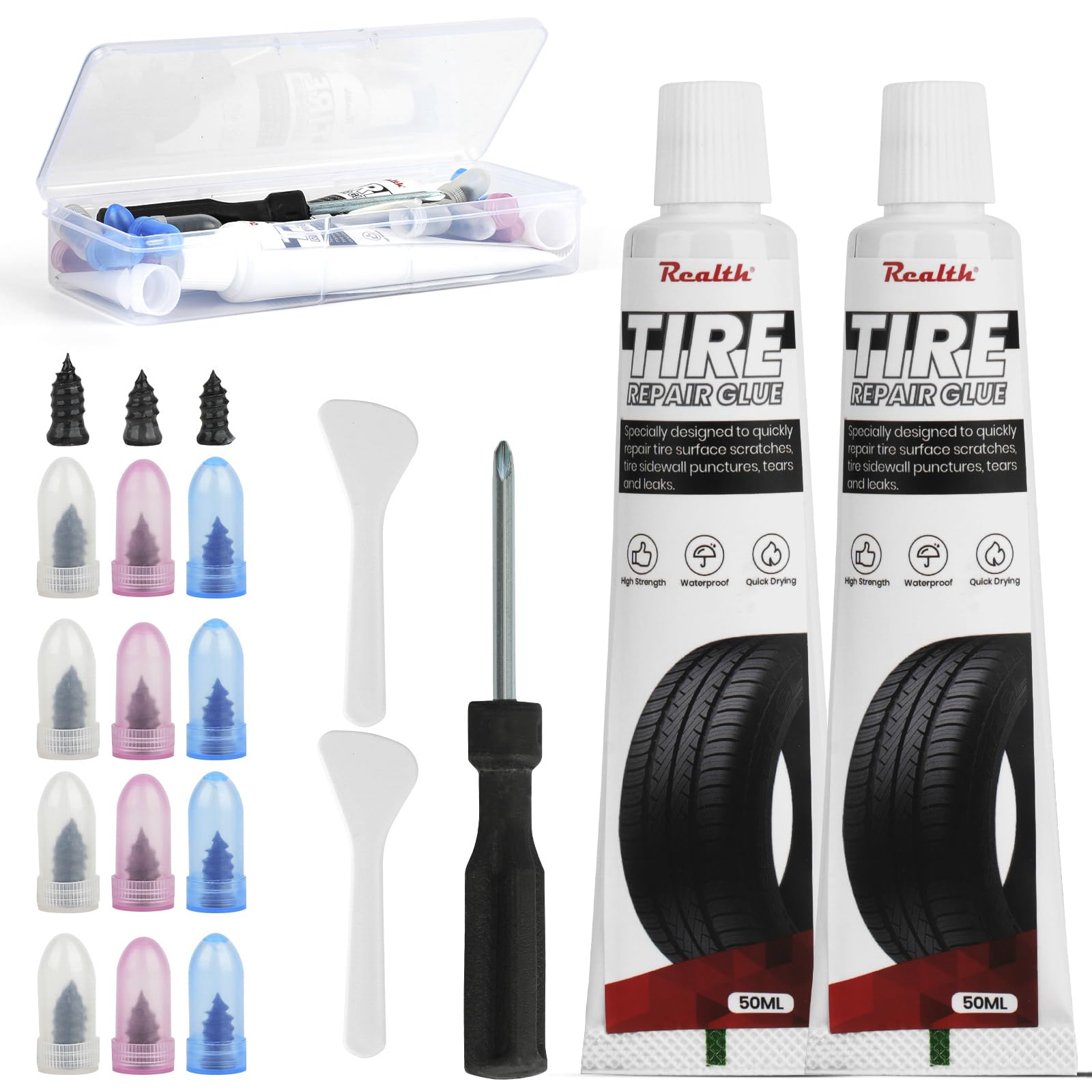 100ml Tire Repair Glue Kit with 15 Nails Heavy Duty Rubber Cement