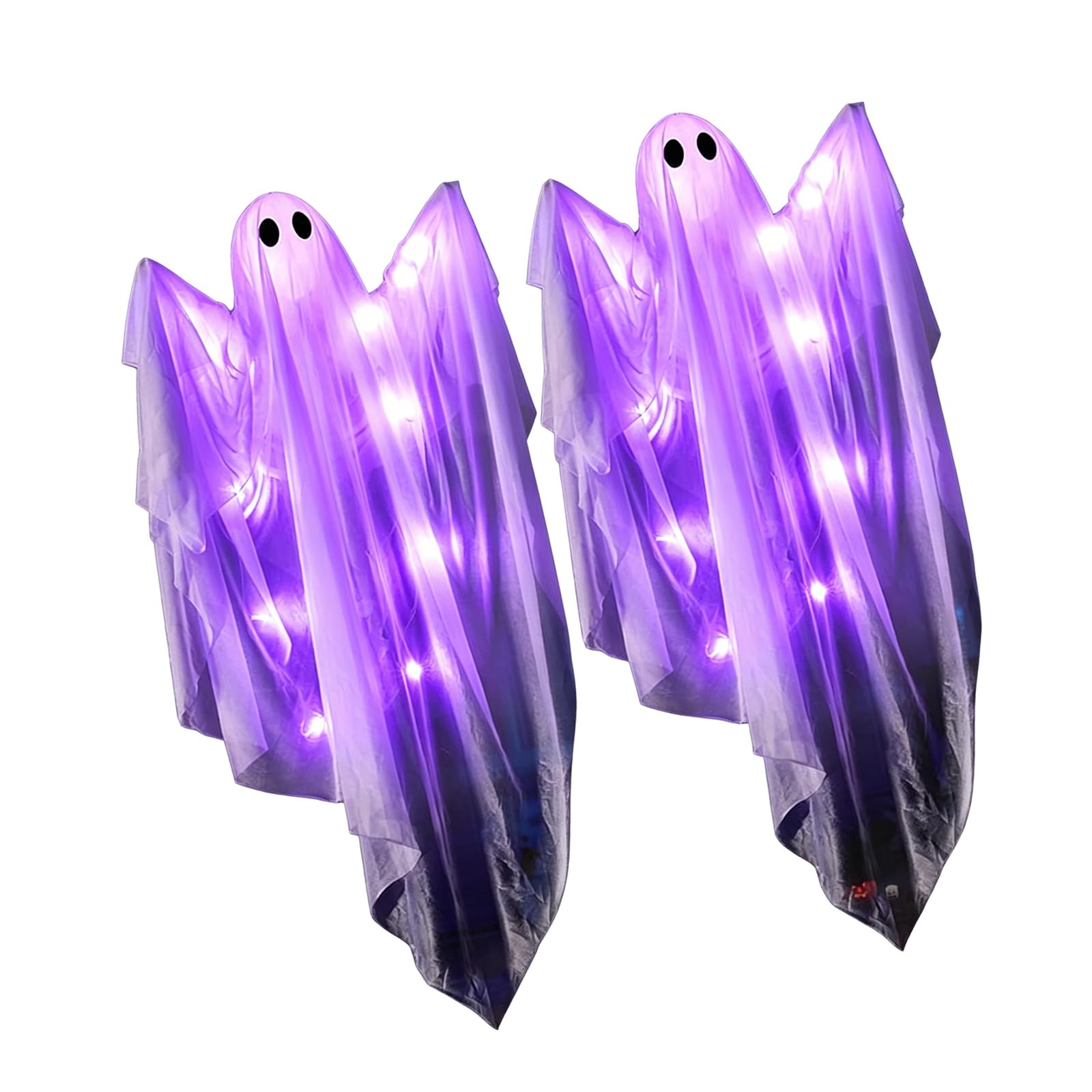 NVOQILIN Bright White Fabric Specter Hanging Ornament with LED Light for Halloween Night Festival Outdoor Decoration LED Light Up Manifestation Ornament