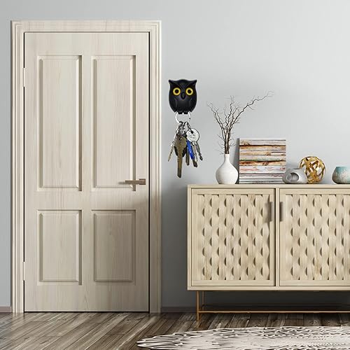 Miniatura 2 de Soporte para llaves de búho lindo búho, con ojos abiertos y cerrados, magnético, para colgar en la pared, ganchos para llaves de búho con cinta