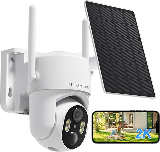 Caméras de sécurité Outdoor sans fil WiFi, Caméras de sécurité extérieures avec système de sécurité à domicile, surveillance caméra vidéo avec PTZ, PIR Capteur, 2K HD Vision de la nuit couleur, 2-Way Parle, IP66 imperméable
