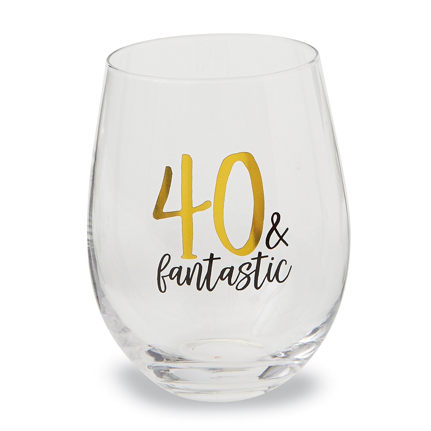 Mud Pie 40th Birthday Celebration Stemless Wine Glass 16 ounce