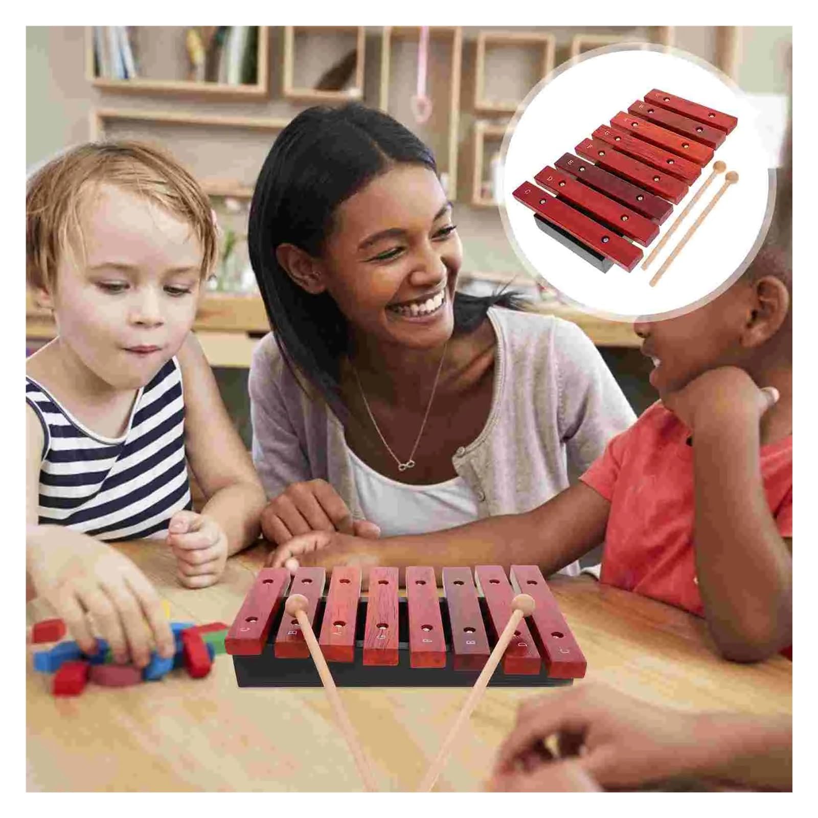 Eight Note Wooden Xylophone | Strumento musicale 8 note I suoni di percussioni creano melodie