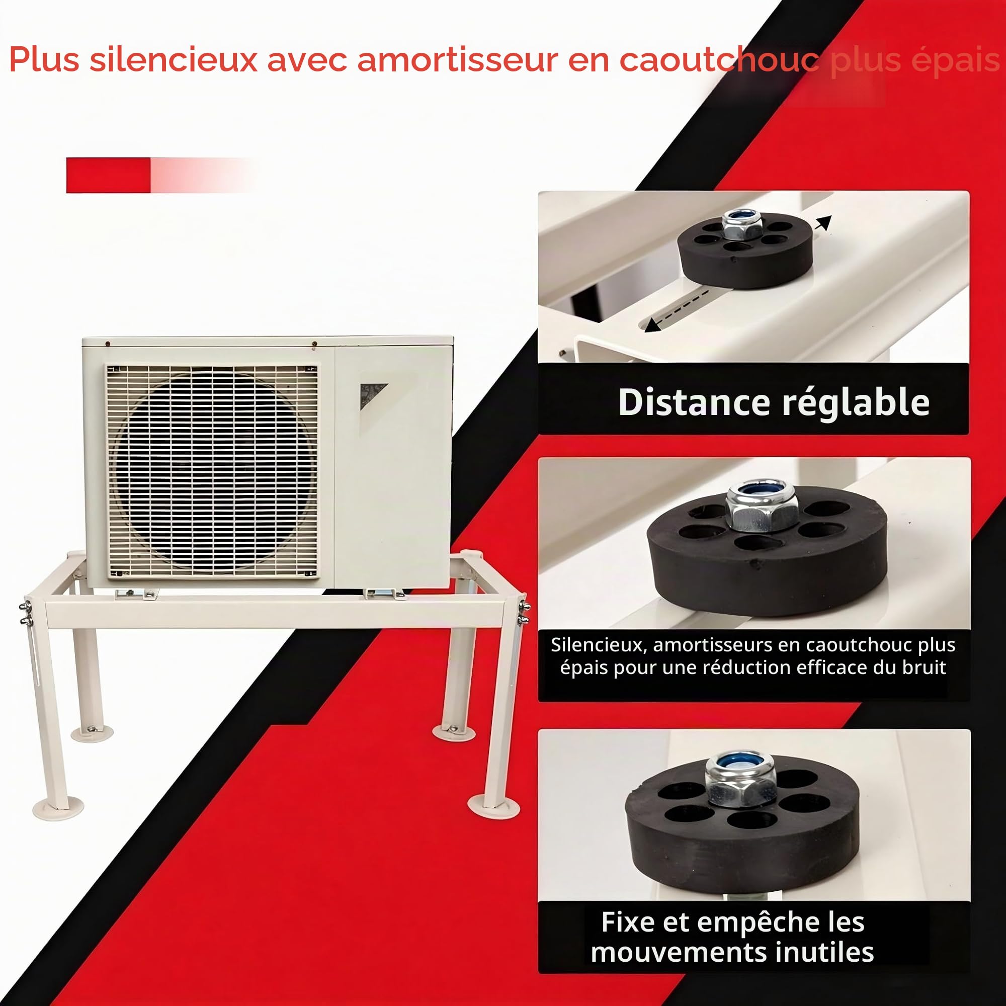 Wostore Support de sol pour pompe à chaleur, climatiseur, console de sol, support de climatisation, cadre jusqu'à 140 kg, 9000-24000 BTU GS 380