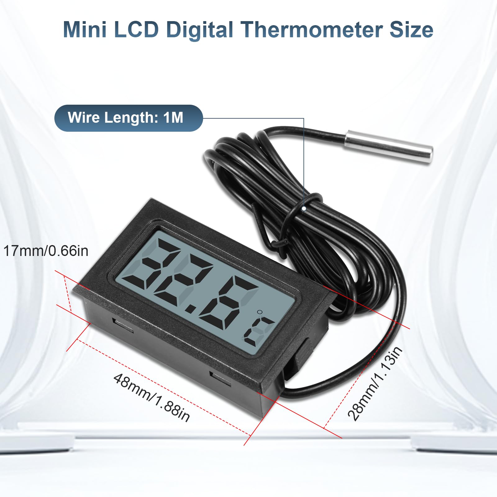 6 termometri digitali LCD da -50 ℃ + 110 ℃, monitor digitale LCD con sensore esterno, monitoraggio della temperatura, termometro con sensore per frigorifero, congelatore, acquario