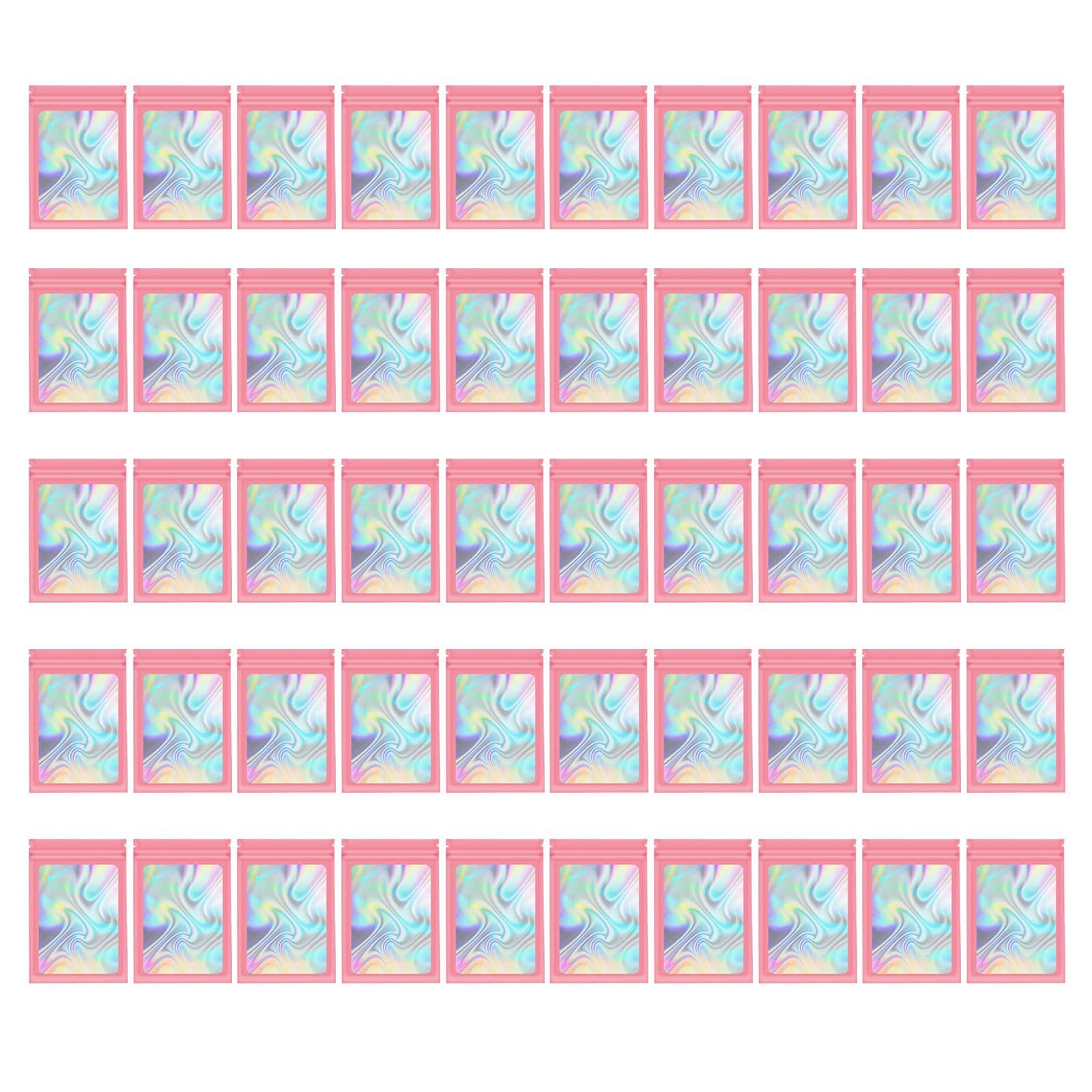 Yhplxyuus 50pcs See Through Window Pouch and Fashionable Zip Bags for Small Items Beauty Product, Materials Jewelry Storage Pouch with Window