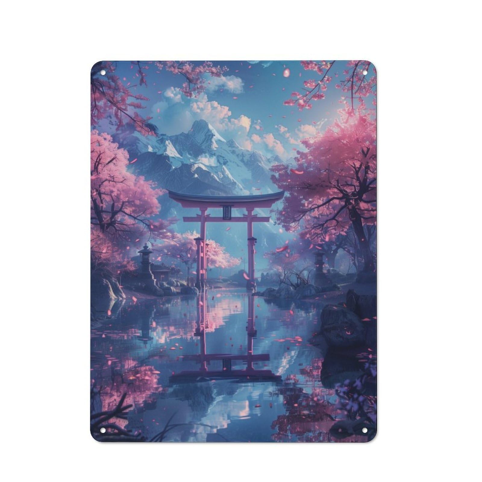 Junmoney Fantasy Anime Torii Gate Retro-Style Metal Plaque 40X30cm For Kitchen Or Home Bar, Gift For Home Bar Enthusiasts During The Christmas Season
