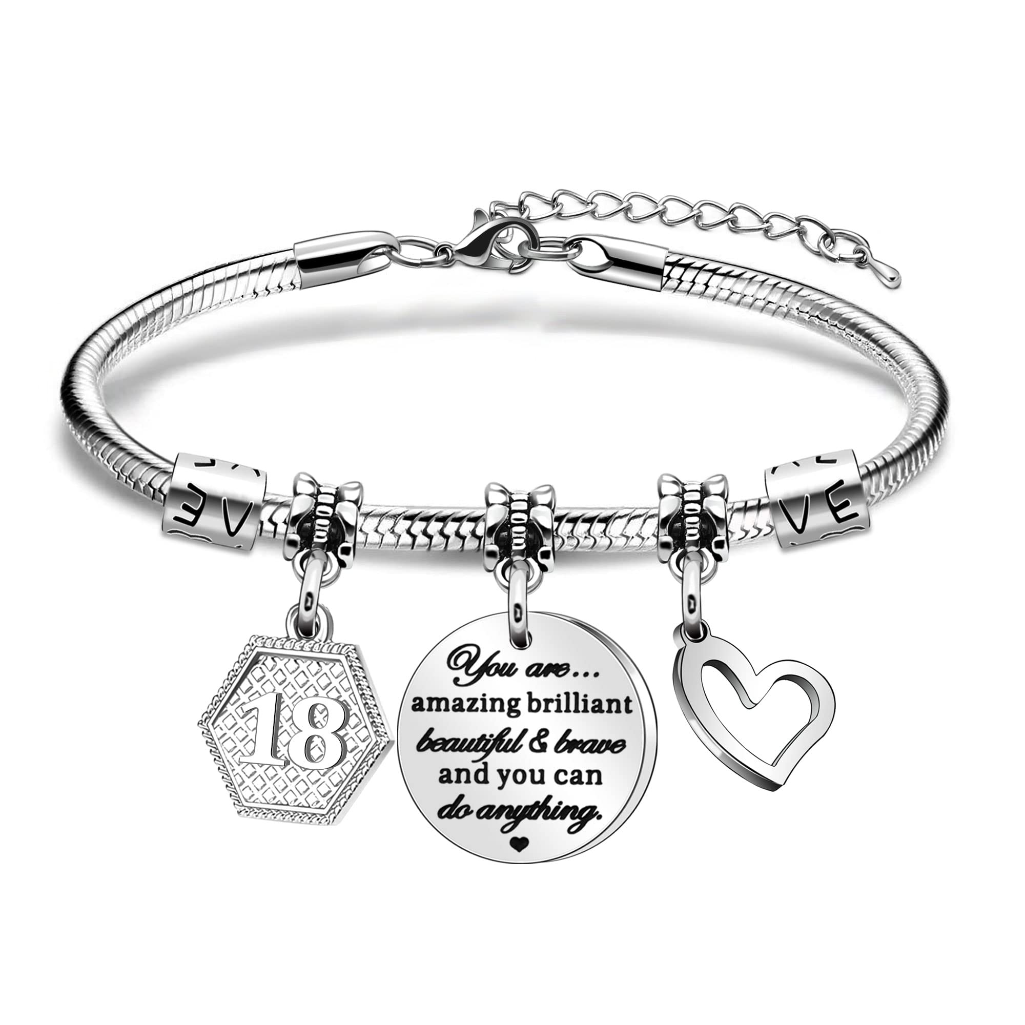HEYEJETBirthday Gifts for Women & Girls - Charm Bracelet for 10th to 21st Birthdays - Perfect for Daughter, Niece, Sister, Friend & Teen Girls
