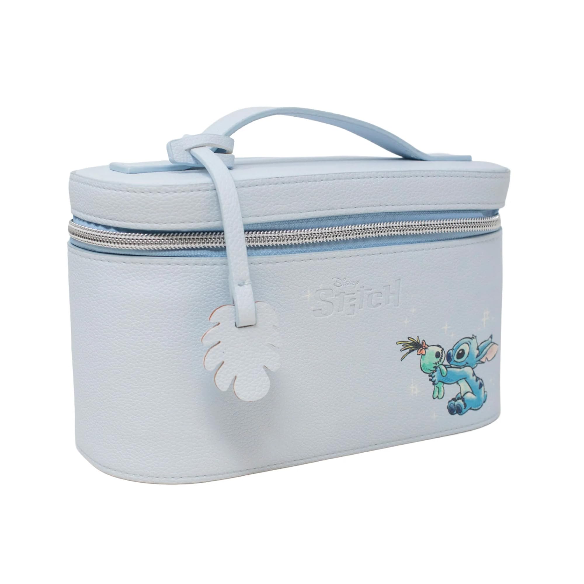 Impressions Vanity Stitch and Scrump - Custodia per trucchi con stampa a punto, tasca per pennelli, borsa per il trucco interna foderata in ecopelle con manico superiore e etichetta rimovibile con