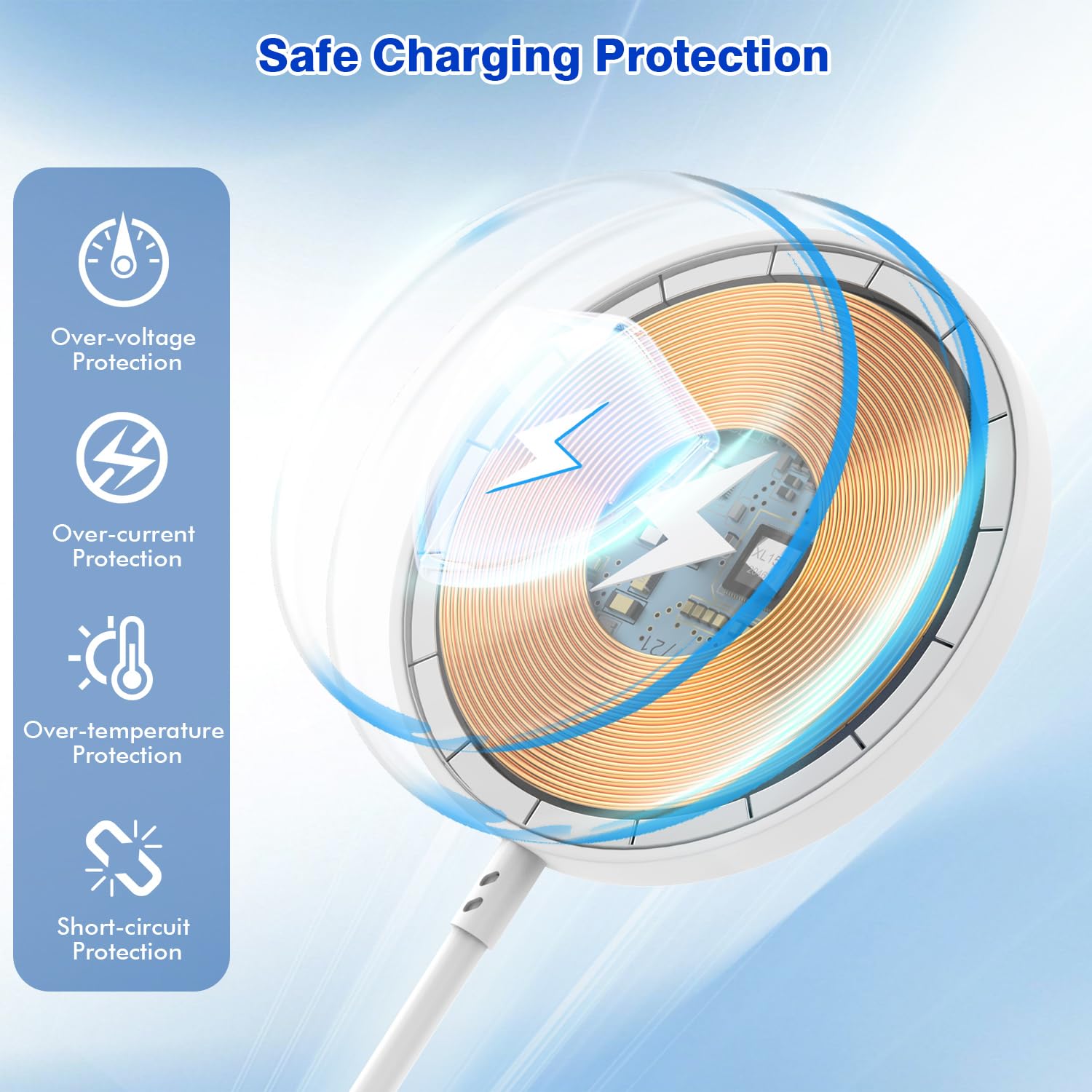 [Apple MFi Certified]Magnetic Wireless Charger Apple Mag Safe Charger,15W 6FT Fast Wireless Charging Pad for Apple iPhone 16 Pro Max/16 Pro/16 Plus/15 Pro Max/14/13/12/AirPods3/2/Pro/Pro2,Charging Pad