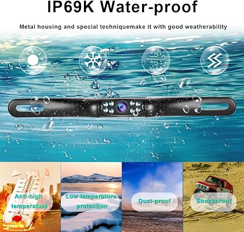 Miniatura 2 de Luces LED de 18 infrarrojos Cámara de visión trasera para automóvil, cámara de visión nocturna Ultra HD, cámara de marcha atrás podofo de 145 de