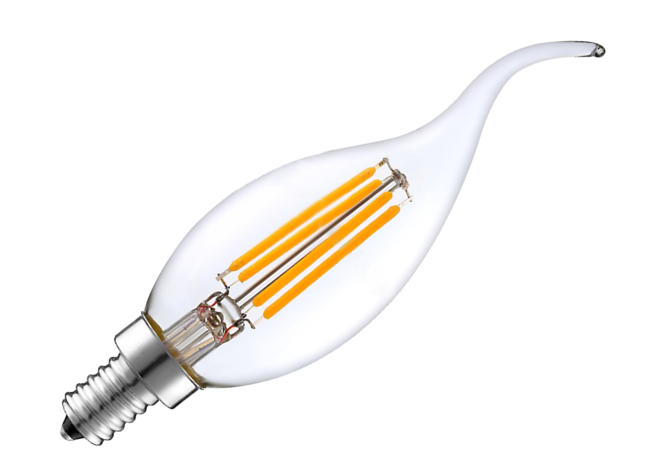 Juego de 10 Bombillas Filamento LED golpe de viento C35L, 4 W 400 lm, casquillo E14, luz cálida 2700 K, ángulo de iluminación color 360 °