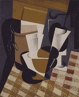 WONDERFULITEMS Wine Jug and Glass 1916 Cubism Painting by Juan Gris 11" X 14" Image Size Repro Canvas Rolled Up