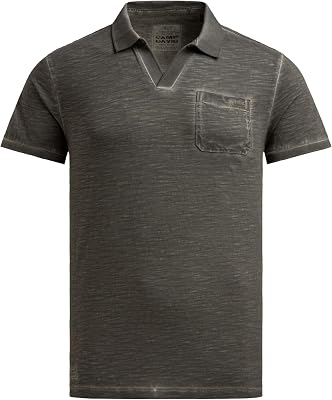 Camp David Herren Kurzarmpolo mit V-Neck und Back-Print