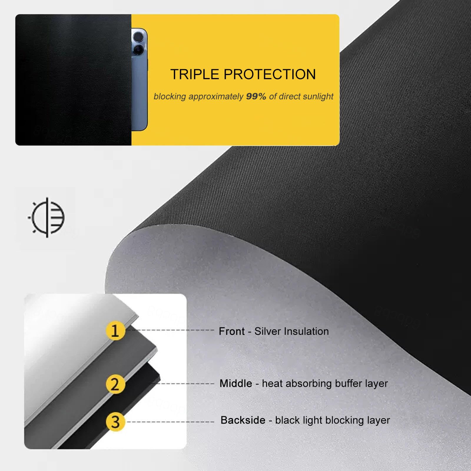 Store enrouleur occultant rétractable pour fenêtre, installation temporaire avec ventouses, sans perçage, idéal pour le contrôle de la lumière