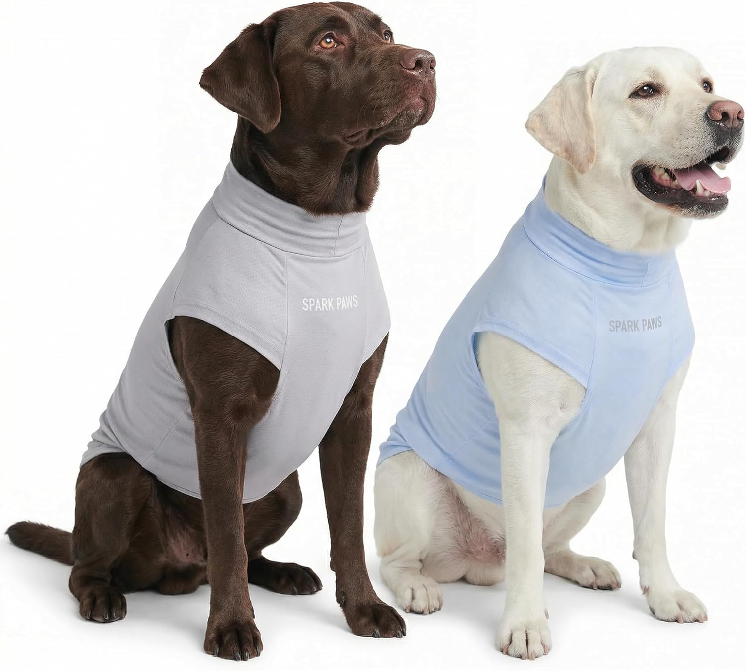 Spark Paws Sunblock Dog T-Shirt, SPF30 Protection, Lightweight Breathable Quick Dry for Dogs with Sensitive Skin - Blue & Grey (Set of 2) - 3XL