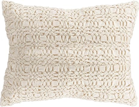 SARO LIFESTYLE 0002.I1420B Down Filled Throw Pillow/0002.I1420B, Ivory, 14" x 20"