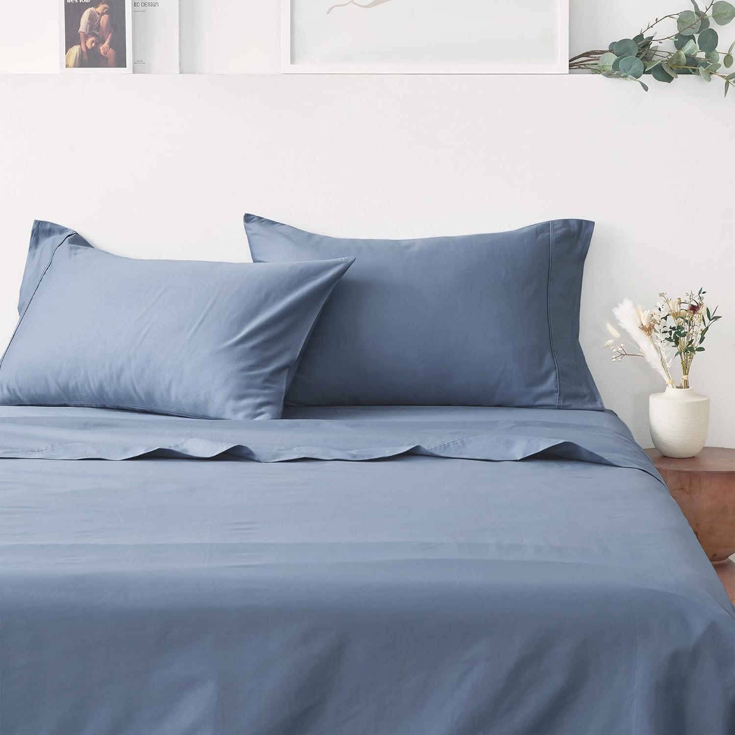 Great Bay Home 100% Cotton Sateen Queen Size Sheet Set - 4 Pc 15" Deep Pocket Pink Bed Sheets with Pillowcases - Smooth Sateen Weave, Luxurious 400 Thread Count Bedding Set (Queen, Dusty Rose)