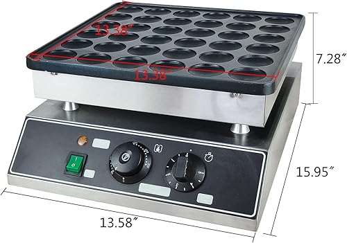 Miniatura 4 de Mini panqueques para mini panqueques holandeses de doble placa de 110 V, panqueque eléctrico comercial para restaurante y uso doméstico (36 piezas