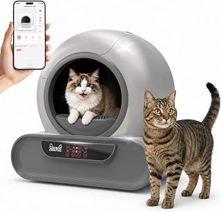 자동 고양이 배변 상자, 셀프 클리닝 배변 상자, 70L 자동 청소 로봇 배변 상자, 앱 제어 기능이 있는 회색 자동 배변 상자, 여러 고양이 고양이를 위한 셀프 클리닝 배변 상자, 이중 안전 센서