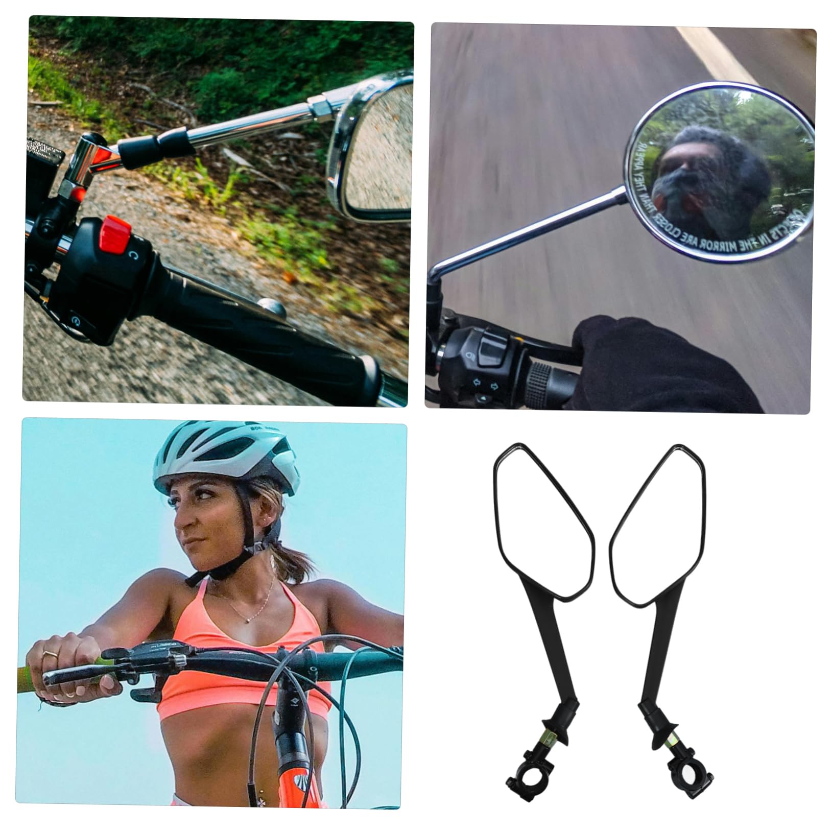 Rétroviseurs de Vélo pour Guidon, Miroir de Sécurité Réglable, 1 Set Noir