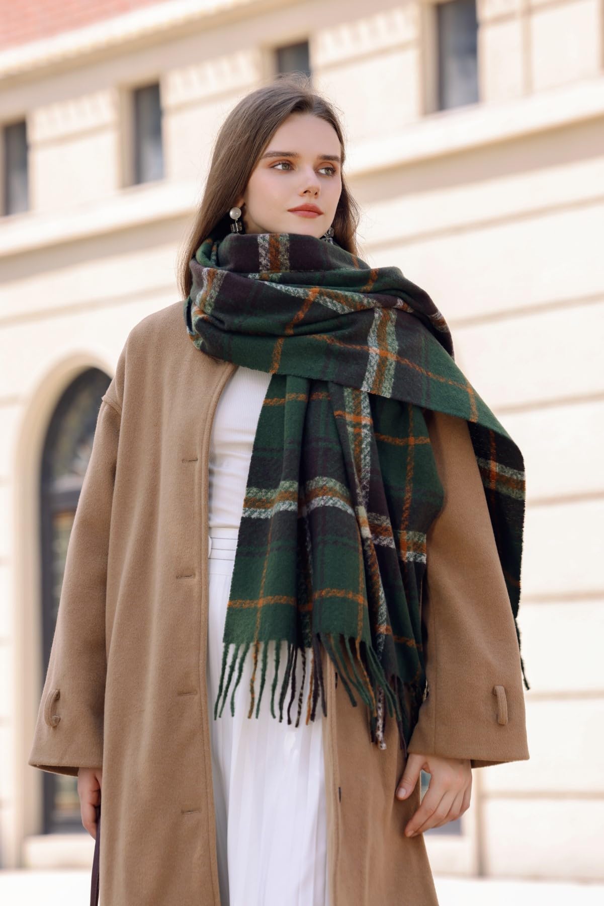 PCIQUTE Tartan Plaid Scarves for Women Winter,Long Scarves for Women with Fringe,Super Soft Scarf for Women Winter