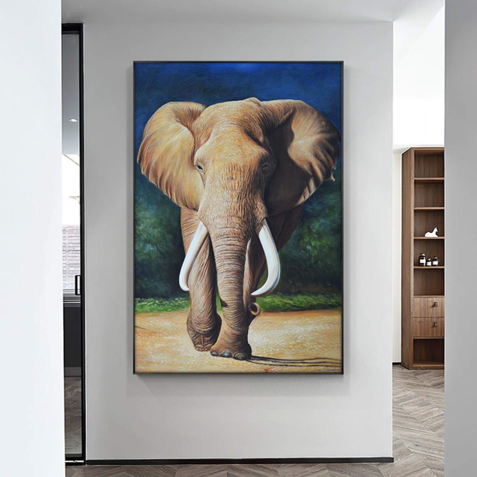 Peinture sur toile éléphant africain pour créer une ambiance nature sauvage dans votre salon