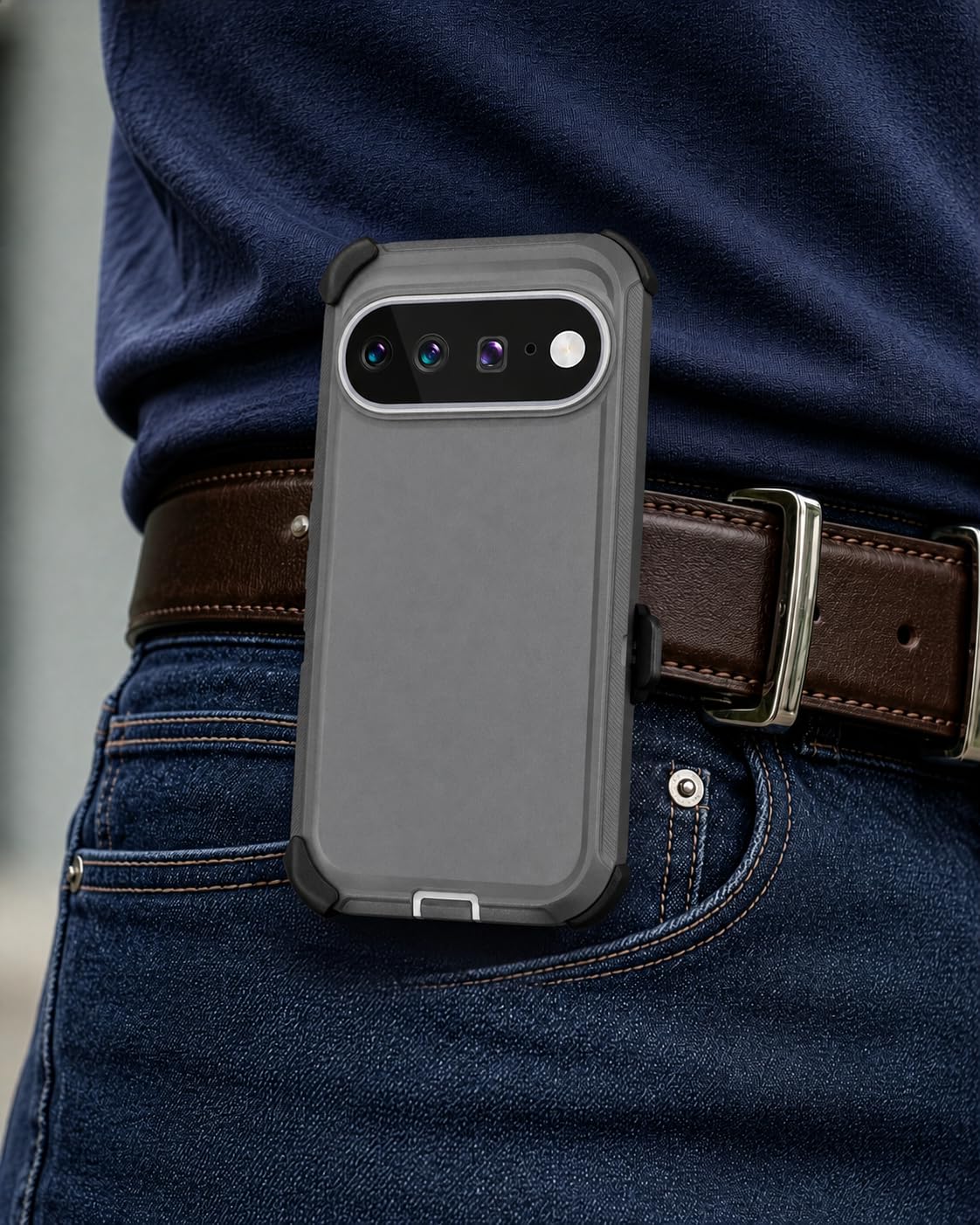 Encased Custodia magnetica per Google Pixel 11 Pro XL con clip da cintura | Protezione a doppio strato • Pellicola protettiva in vetro temperato • Compatibile con PixelSnap • Grigio