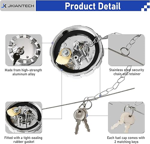 Miniatura 4 de Tapa de combustible diésel con bloqueo (2 piezas), compatible con Kenworth Peterbilt Freightliner Western Star Semi Truck, cubierta de tanque de gas