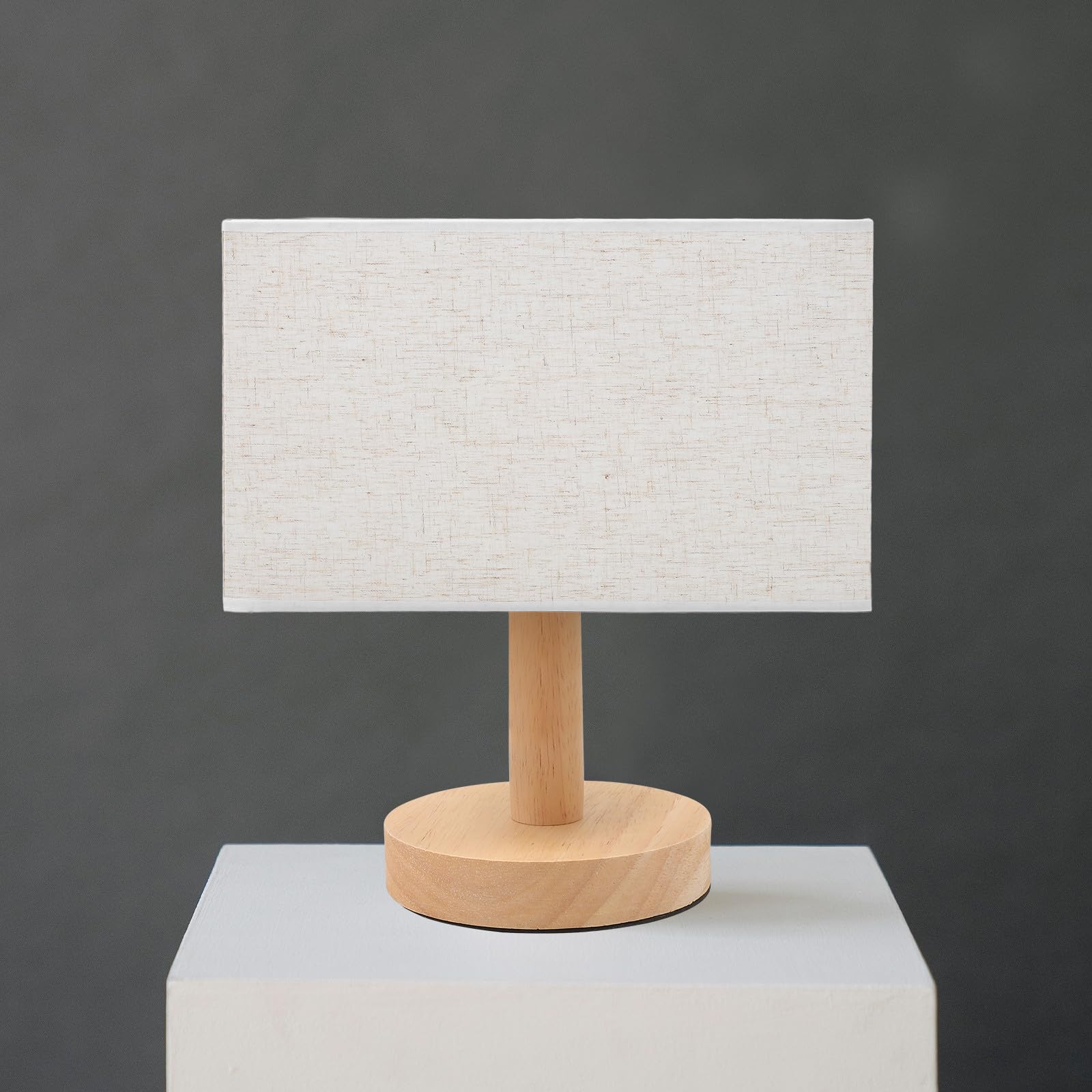 Rechteckiger Lampenschirm aus Stoff für E27-leuchtmittel in Beige